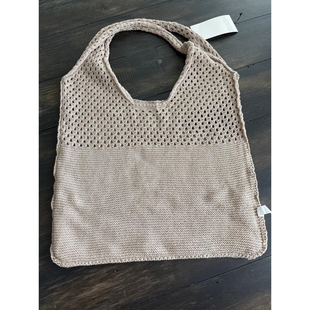 Ninexis NWT Neutral Beige Stretchy Open Knit Farmer's Market Summer Shoulder Bag - Picture 7 of 8